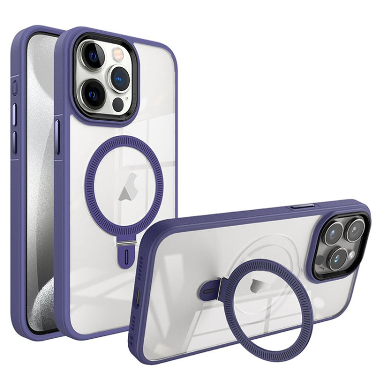 For iPhone 15 Pro Shield Armor MagSafe Holder Phone Case(Deep Purple) - iPhone 15 Pro Cases by PMC TechLife | Online Shopping South Africa | PMC TechLife