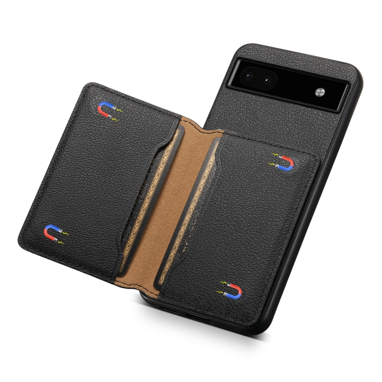 For Google Pixel 6a Calf Texture Card Bag Design Full Coverage Phone Case(Black) - Google Cases by PMC TechLife | Online Shopping South Africa | PMC TechLife | Buy Now Pay Later Mobicred