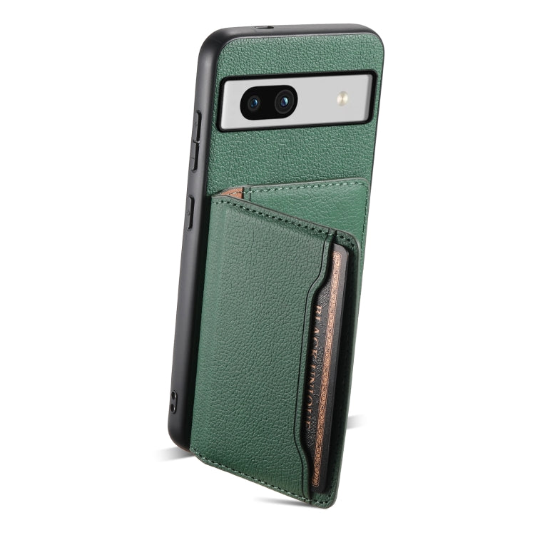 For Google Pixel 7a Calf Texture Card Bag Design Full Coverage Phone Case(Green) - Google Cases by PMC Jewellery | Online Shopping South Africa | PMC Jewellery | Buy Now Pay Later Mobicred