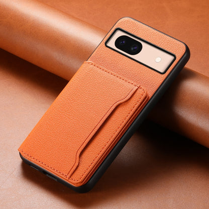 For Google Pixel 8a Calf Texture Card Bag Design Full Coverage Phone Case(Orange) - Google Cases by PMC Jewellery | Online Shopping South Africa | PMC Jewellery | Buy Now Pay Later Mobicred