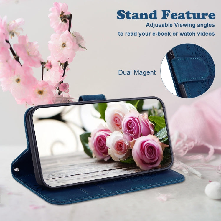 For Google Pixel 9 Pro Butterfly Rose Embossed Leather Phone Case(Blue) - Google Cases by PMC TechLife | Online Shopping South Africa | PMC TechLife | Buy Now Pay Later Mobicred