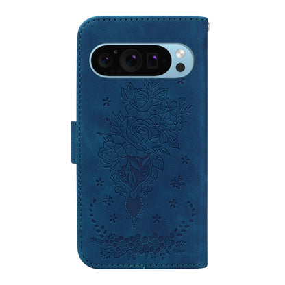 For Google Pixel 9 Butterfly Rose Embossed Leather Phone Case(Blue) - Google Cases by PMC Jewellery | Online Shopping South Africa | PMC Jewellery | Buy Now Pay Later Mobicred