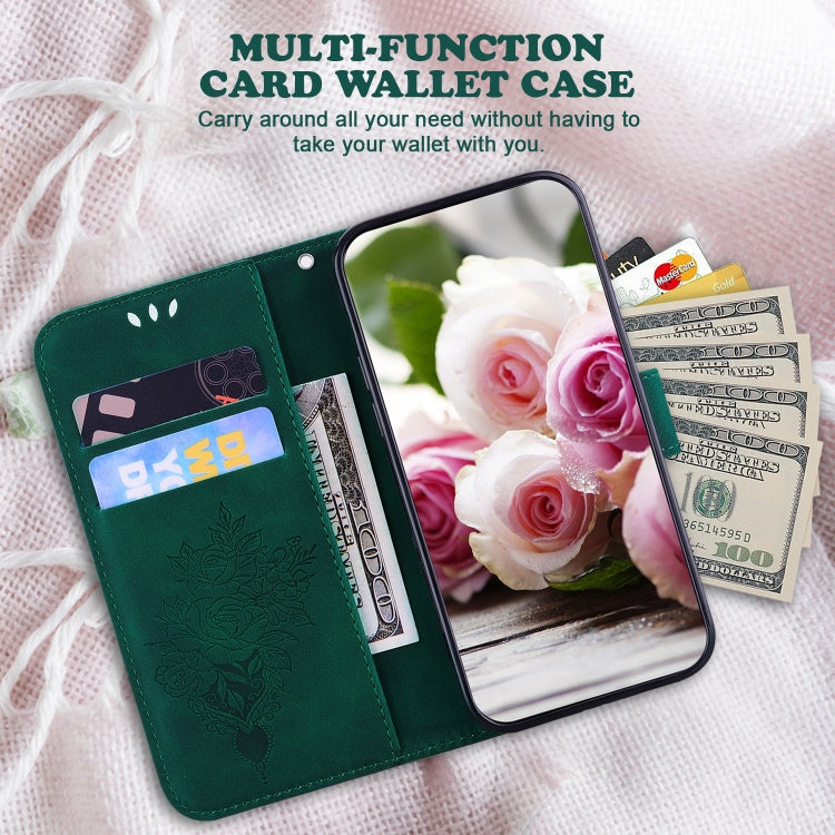 For Google Pixel 9 Butterfly Rose Embossed Leather Phone Case(Green) - Google Cases by PMC TechLife | Online Shopping South Africa | PMC TechLife | Buy Now Pay Later Mobicred