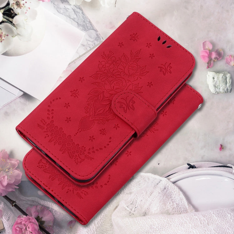 For Google Pixel 9 Butterfly Rose Embossed Leather Phone Case(Red) - Google Cases by PMC Jewellery | Online Shopping South Africa | PMC Jewellery | Buy Now Pay Later Mobicred