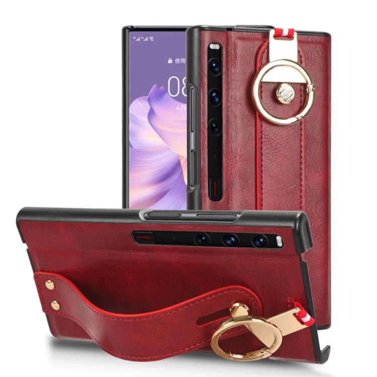 For Huawei Mate X / XS Wristband Leather Back Phone Case(Red) - Huawei Cases by PMC TechLife | Online Shopping South Africa | PMC TechLife | Buy Now Pay Later Mobicred