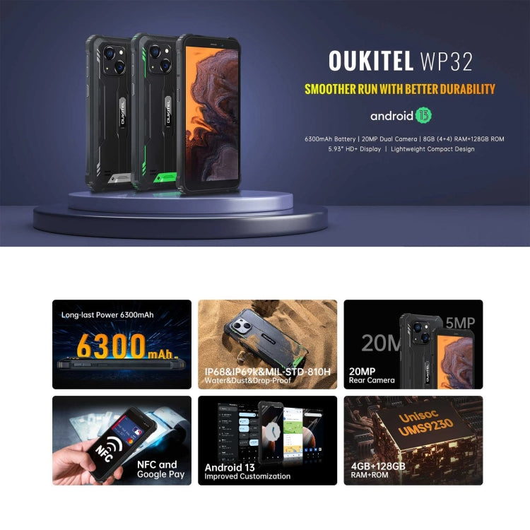 [HK Warehouse] Oukitel WP32, 4GB+128GB, IP68/IP69K, 5.93 inch Android 13 Unisoc Tiger T606 Octa-core, NFC, OTG, Network: 4G(Orange) - Other by OUKITEL | Online Shopping South Africa | PMC Jewellery
