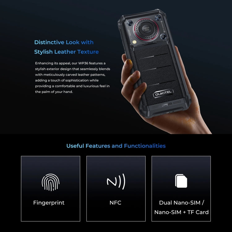 Oukitel WP36, 8GB+128GB, IP68/IP69K, Fingerprint Identification, 10600mAh, 6.52 inch MediaTek MT8788 Octa Core, NFC, OTG, Network: 4G(Black) - Other by OUKITEL | Online Shopping South Africa | PMC Jewellery | Buy Now Pay Later Mobicred