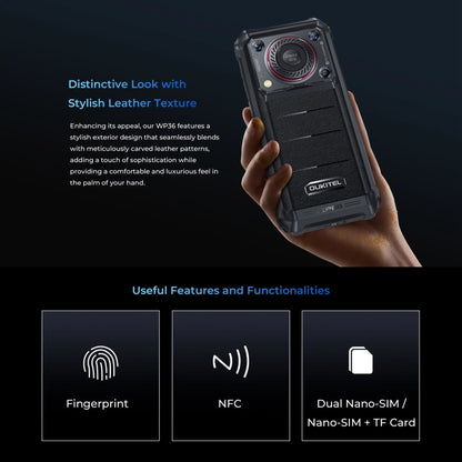 Oukitel WP36, 8GB+128GB, IP68/IP69K, Fingerprint Identification, 10600mAh, 6.52 inch MediaTek MT8788 Octa Core, NFC, OTG, Network: 4G(Black) - Other by OUKITEL | Online Shopping South Africa | PMC Jewellery | Buy Now Pay Later Mobicred