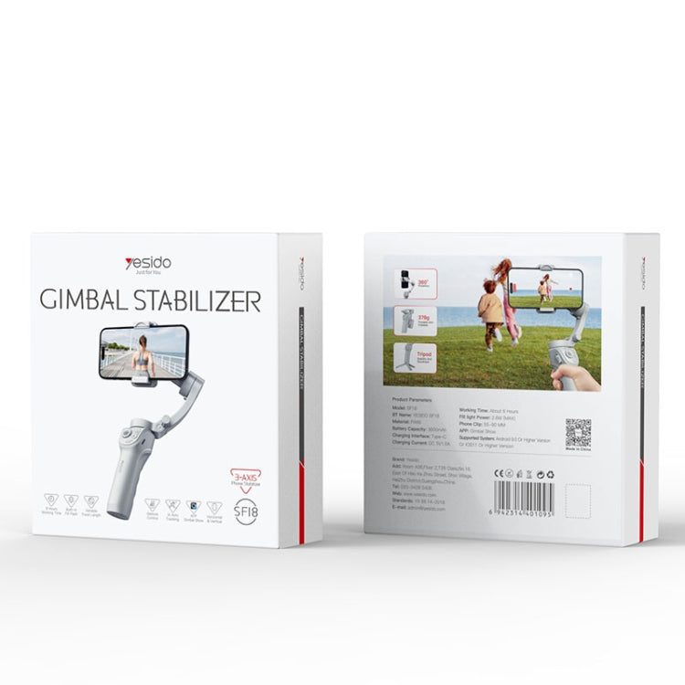 Yesido SF18 Phone Stabilizer Three-Axis Anti-Shake Handheld Gimbal(White) - free shipping - PMC TechLife - Order now!