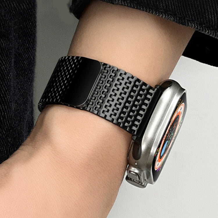 For Apple Watch Series 3 42mm Milanese Loop Magnetic Clasp Stainless Steel Watch Band(Black) - Watch Bands by PMC Jewellery | Online Shopping South Africa | PMC Jewellery