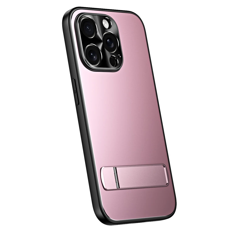 For iPhone 13 Pro R-JUST RJ-61 Electroplating Frosted TPU + PC Phone Case with Holder(Pink) - iPhone 13 Pro Cases by R-JUST | Online Shopping South Africa | PMC TechLife | Buy Now Pay Later Mobicred