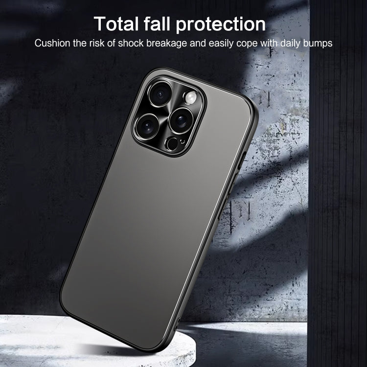 For iPhone 15 R-JUST RJ-61 Electroplating Frosted TPU + PC Phone Case with Holder(Silver) - iPhone 15 Cases by R-JUST | Online Shopping South Africa | PMC TechLife | Buy Now Pay Later Mobicred