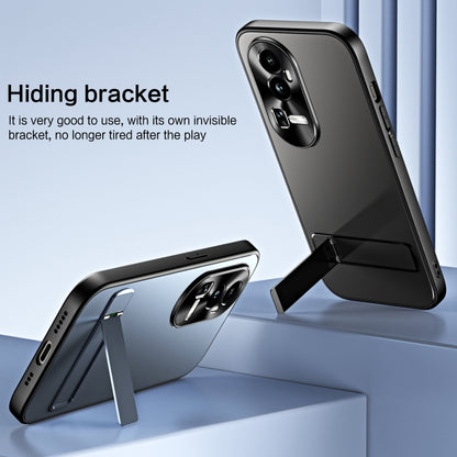 For OPPO Reno10 Pro+ Global R-JUST RJ-61 Electroplating Frosted TPU + PC Phone Case with Holder(Silver) - OPPO Cases by R-JUST | Online Shopping South Africa | PMC Jewellery