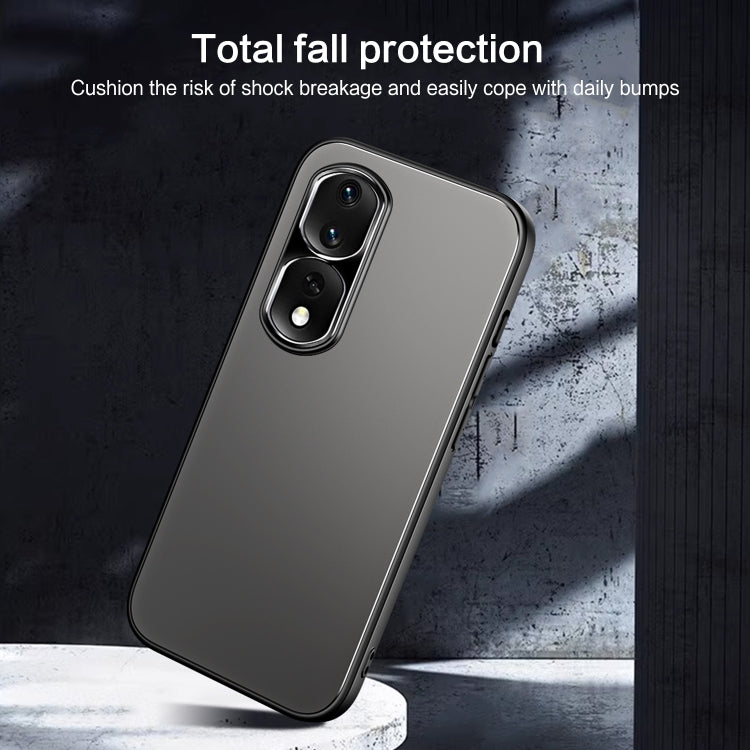 For Honor 80 R-JUST RJ-61 Electroplating Frosted TPU + PC Phone Case with Holder(Blue) - Honor Cases by R-JUST | Online Shopping South Africa | PMC TechLife | Buy Now Pay Later Mobicred
