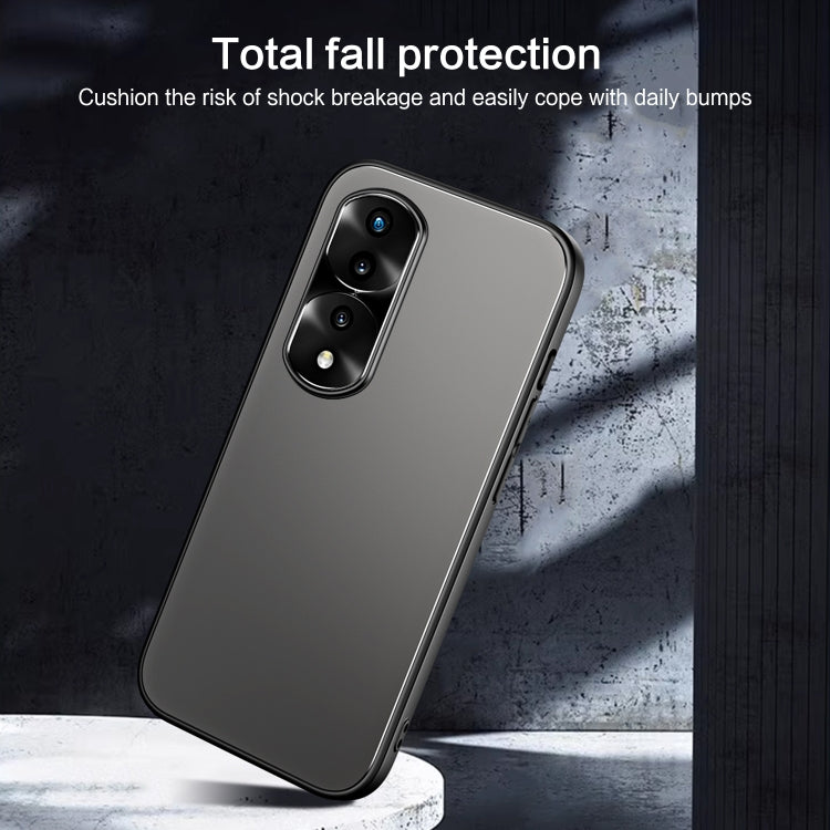 For Honor 70 R-JUST RJ-61 Electroplating Frosted TPU + PC Phone Case with Holder(Silver) - Honor Cases by R-JUST | Online Shopping South Africa | PMC TechLife | Buy Now Pay Later Mobicred