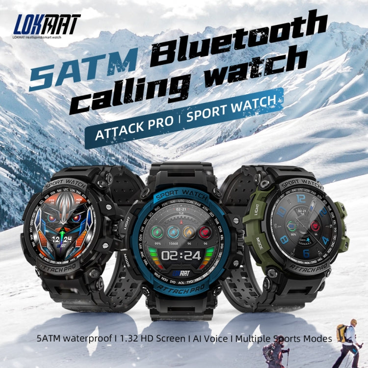 LOKMAT ATTACK Pro 1.32 inch BT5.1 Smart Sport Watch, Support Bluetooth Call / Sleep / Blood Oxygen / Heart Rate / Blood Pressure Health Monitor(Green) - Smart Watches by Lokmat | Online Shopping South Africa | PMC Jewellery | Buy Now Pay Later Mobicred