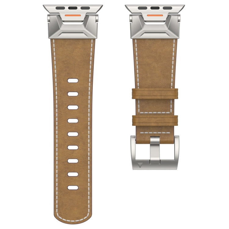 For Apple Watch SE 2023 44mm Mecha Style Leather Watch Band(Light Brown) - Watch Bands by PMC Jewellery | Online Shopping South Africa | PMC Jewellery