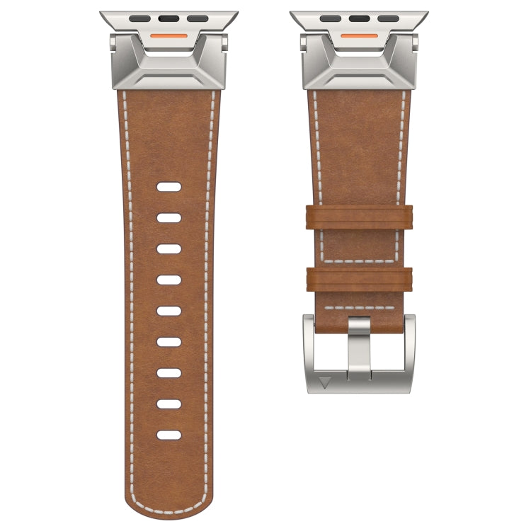 For Apple Watch Ultra 49mm Mecha Style Leather Watch Band(Dark Brown) - Watch Bands by PMC Jewellery | Online Shopping South Africa | PMC Jewellery