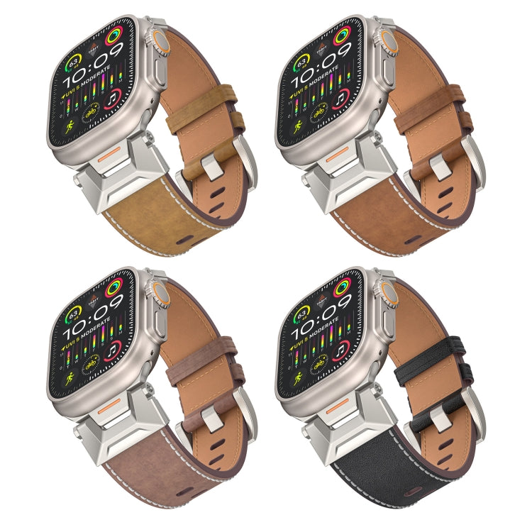 For Apple Watch Series 2 42mm Mecha Style Leather Watch Band(Light Brown) - Watch Bands by PMC Jewellery | Online Shopping South Africa | PMC Jewellery