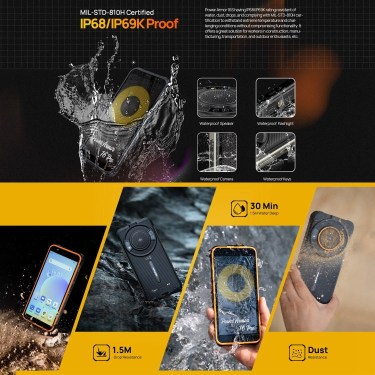 [HK Warehouse] Ulefone Power Armor 16S Rugged Phone, 8GB+128GB, 9600mAh Battery, Side Fingerprint, 5.93 inch Android 13 Unisoc T616 Octa Core up to 2.0GHz, Network: 4G, NFC, OTG(Black) - Ulefone by Ulefone | Online Shopping South Africa | PMC Jewellery