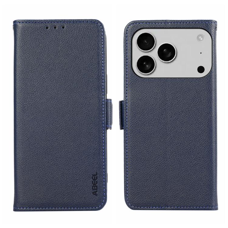 For iPhone 17 Pro ABEEL Side-Magnetic Litchi Pattern Leather RFID Phone Case(Blue) - free shipping - PMc TechLife - Order now!