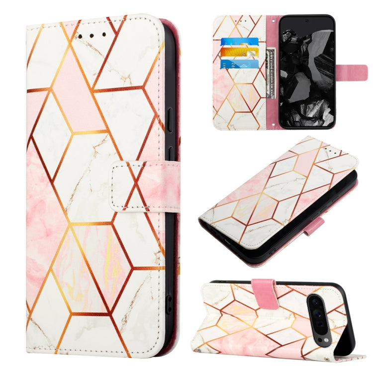 For Google Pixel 9 Pro PT003 Marble Pattern Flip Leather Phone Case(Pink White) - Google Cases by PMC Jewellery | Online Shopping South Africa | PMC Jewellery | Buy Now Pay Later Mobicred