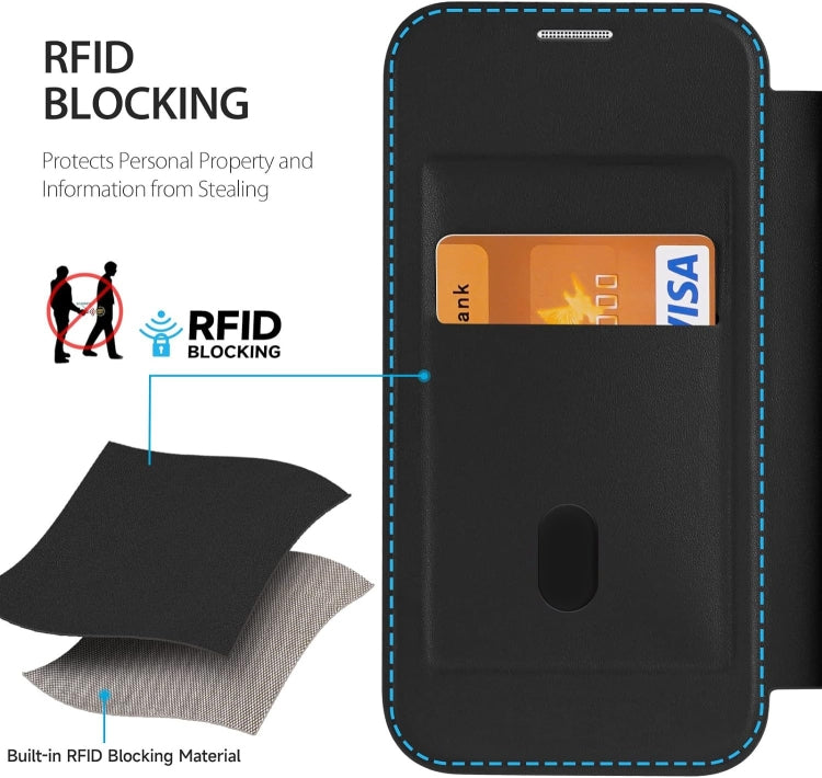 For iPhone 15 Pro Max RFID Blocking Adsorption Flip Leather Phone Case(Black) - iPhone 15 Pro Max Cases by PMC TechLife | Online Shopping South Africa | PMC TechLife