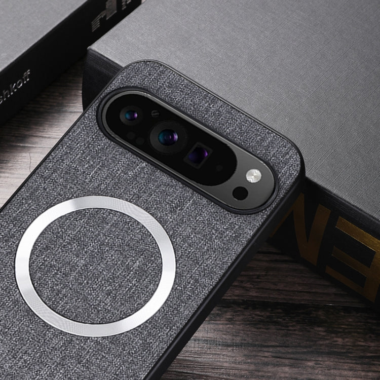 For Google Pixel 9 CD Magnetic Ring Cloth Texture PU Phone Case(Grey) - Google Cases by PMC TechLife | Online Shopping South Africa | PMC TechLife | Buy Now Pay Later Mobicred