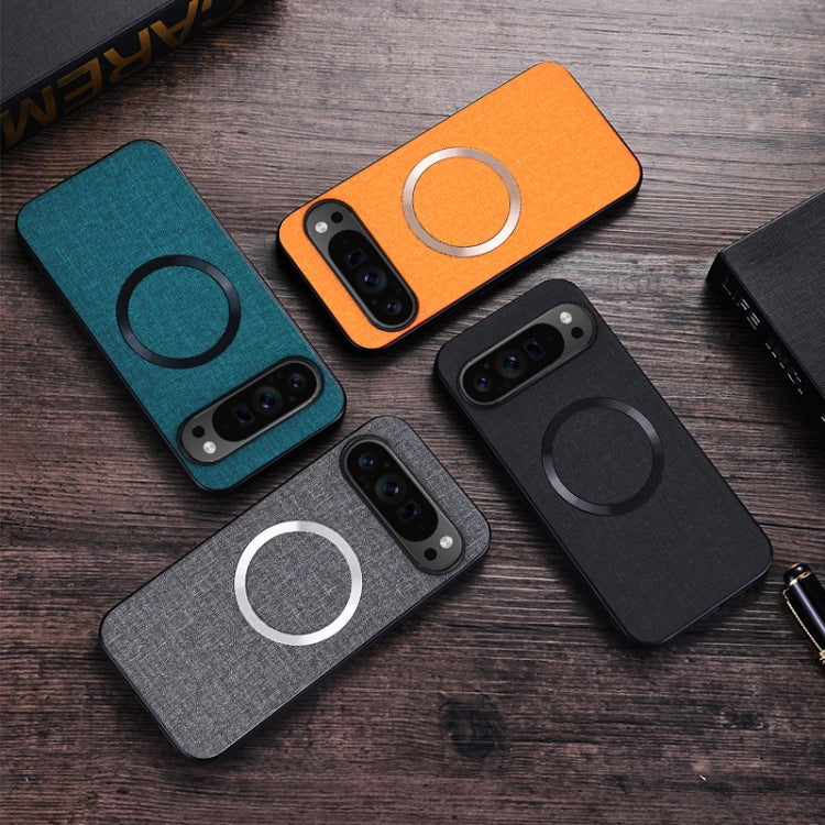 For Google Pixel 9 Pro CD Magnetic Ring Cloth Texture PU Phone Case(Orange) - Google Cases by PMC TechLife | Online Shopping South Africa | PMC TechLife | Buy Now Pay Later Mobicred