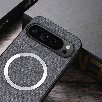 For Google Pixel 9 Pro CD Magnetic Ring Cloth Texture PU Phone Case(Grey) - Google Cases by PMC Jewellery | Online Shopping South Africa | PMC Jewellery | Buy Now Pay Later Mobicred