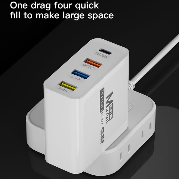 Ma-Ant 60W USB-C/Type-C+3 USB Multi-port Fast Charging Charger, Plug:US Plug(White) - free shipping - PMC Jewellery - Order now!