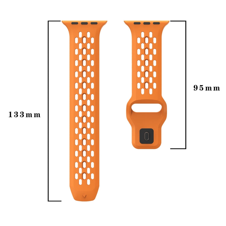 For Apple Watch Series 5 44mm Oval Holes Fluororubber Watch Band(Orange) - Watch Bands by PMC Jewellery | Online Shopping South Africa | PMC Jewellery