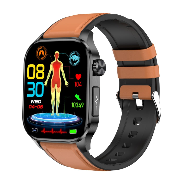 ET580 2.04 inch AMOLED Screen Sports Smart Watch Support Bluetooth Call /  ECG Function(Brown Leather Band) - free shipping - PMC TechLife - Order now!