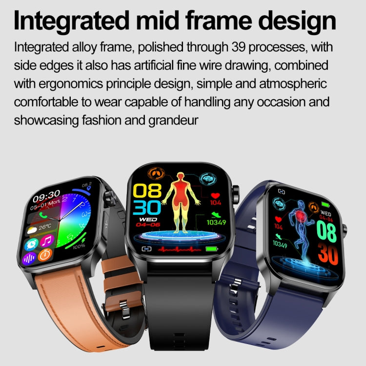ET580 2.04 inch AMOLED Screen Sports Smart Watch Support Bluetooth Call /  ECG Function(Brown Leather Band) - free shipping - PMC TechLife - Order now!