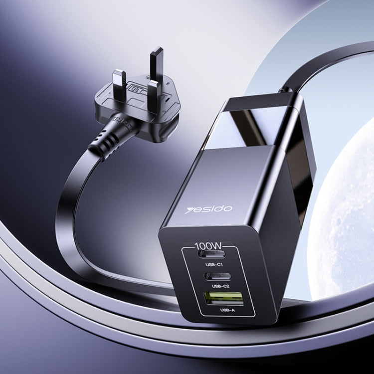 Yesido YC77 100W 2Type-C+USB Ports with 1 Socket Desktop GaN Charger(UK Plug) - free shipping - PMC Jewellery - Order now!