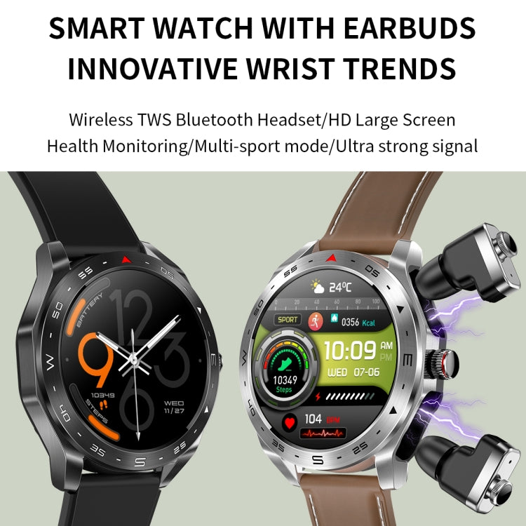 LEMFO T95 1.52 inch IPS Screen 2 in 1 Bluetooth Earphone Smart Watch Support Health Monitoring(Silver) - Smart Watches by LEMFO | Online Shopping South Africa | PMC Jewellery | Buy Now Pay Later Mobicred