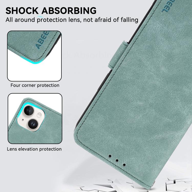 For iPhone 16e ABEEL Frosted Magnetic RFID Leather Phone Case(Cyan) - free shipping - PMC TechLife - Order now!