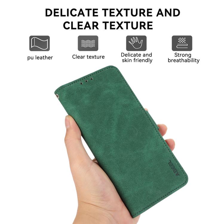 For iPhone 17 ABEEL Frosted Magnetic RFID Leather Phone Case(Green) - free shipping - PMc TechLife - Order now!
