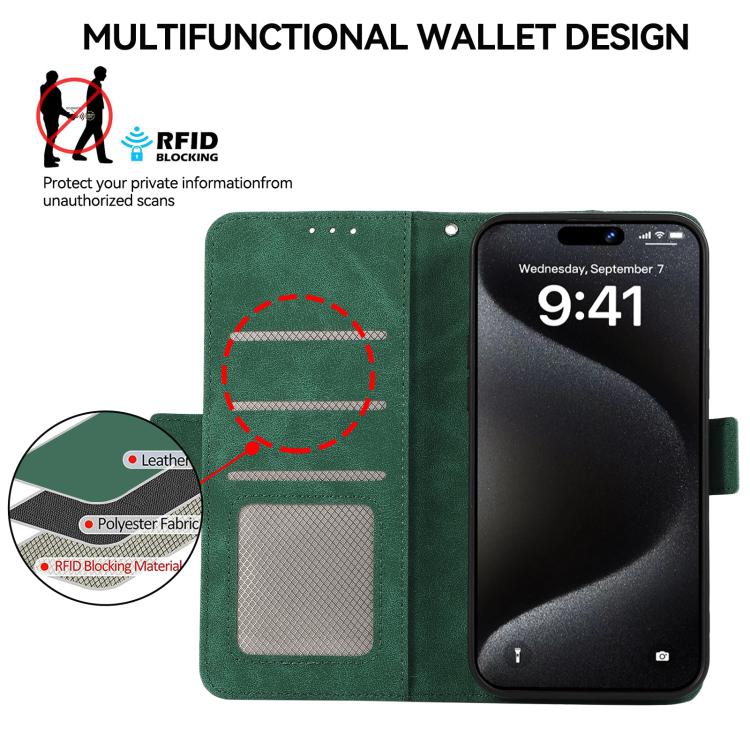 For iPhone 17 ABEEL Frosted Magnetic RFID Leather Phone Case(Green) - free shipping - PMc TechLife - Order now!