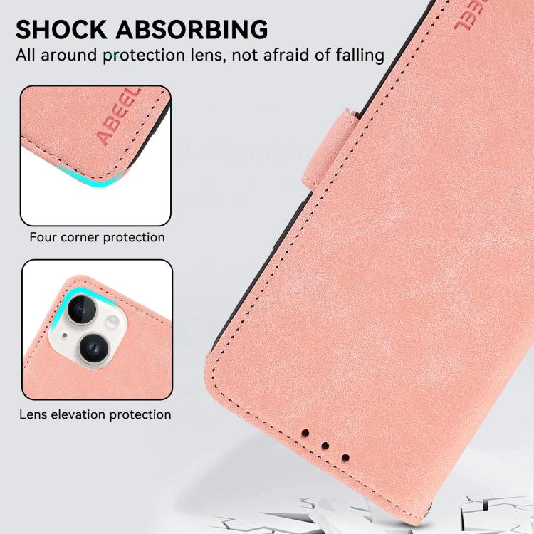 For iPhone 17 Pro ABEEL Frosted Magnetic RFID Leather Phone Case(Pink) - free shipping - PMc TechLife - Order now!