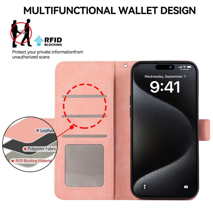 For iPhone 17 Pro Max ABEEL Frosted Magnetic RFID Leather Phone Case(Pink) - free shipping - PMc TechLife - Order now!