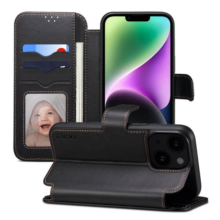 For iPhone 14 / 13 ESEBLE E1 Nappa Texture MagSafe Holder Leather Phone Case(Black) - free shipping - PMC Jewellery - Order now!