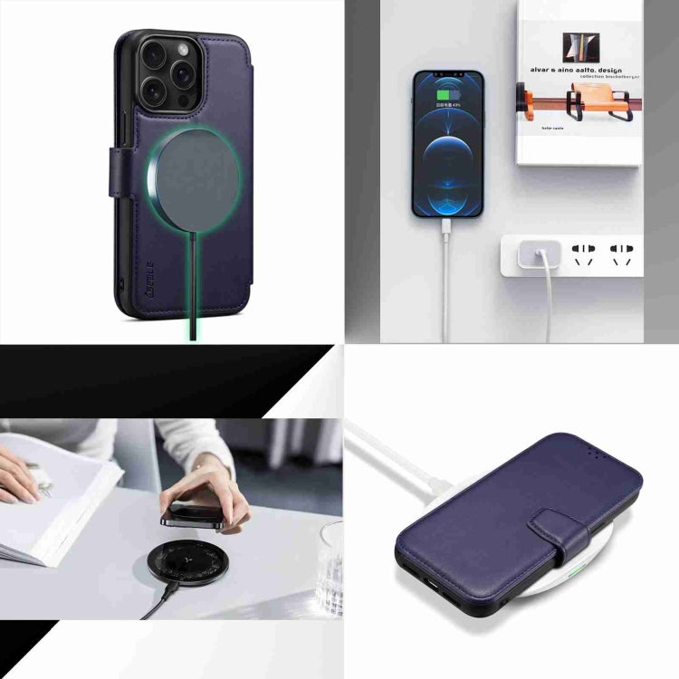 For iPhone 14 Pro ESEBLE E1 Nappa Texture MagSafe Holder Leather Phone Case(Dark Blue) - free shipping - PMC Jewellery - Order now!