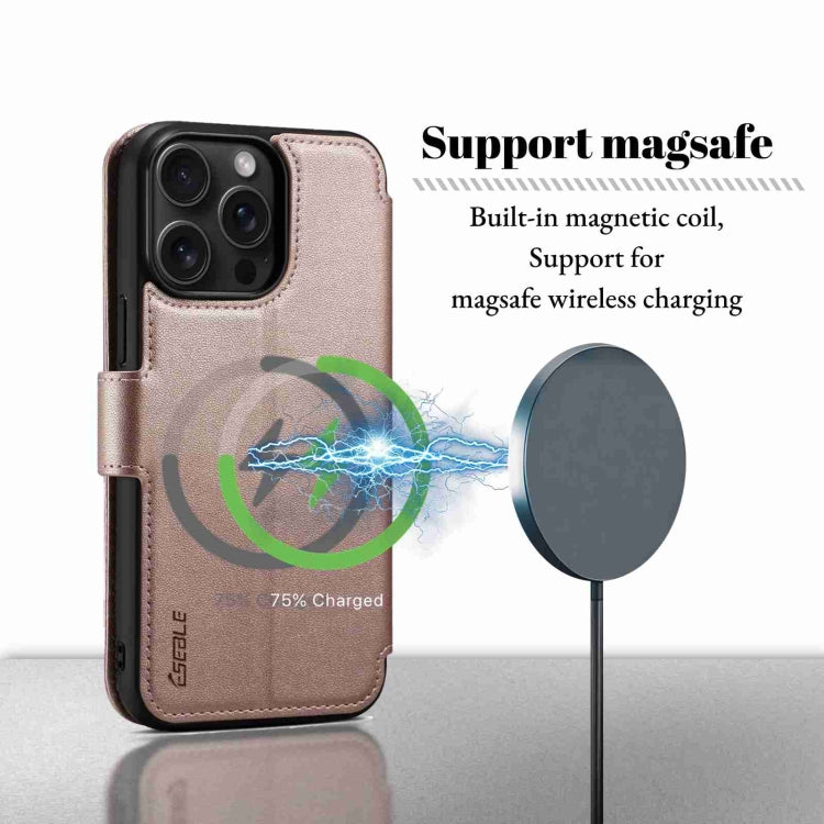 For iPhone 14 Pro ESEBLE E1 Nappa Texture MagSafe Holder Leather Phone Case(Rose Gold) - iPhone 14 Pro Cases by ESEBLE | Online Shopping South Africa | PMC Jewellery | Buy Now Pay Later Mobicred