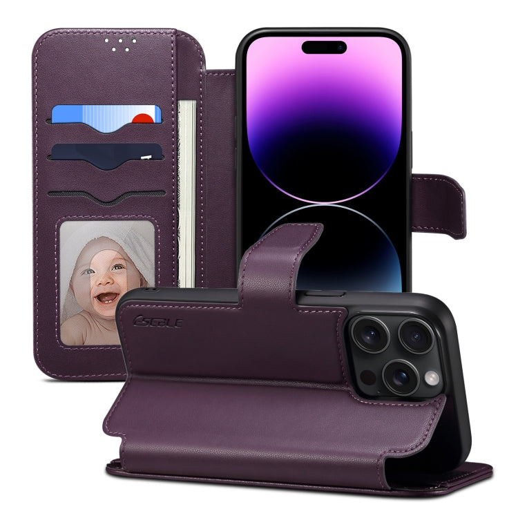 For iPhone 14 Pro ESEBLE E1 Nappa Texture MagSafe Holder Leather Phone Case(Dark Purple) - iPhone 14 Pro Cases by ESEBLE | Online Shopping South Africa | PMC Jewellery | Buy Now Pay Later Mobicred