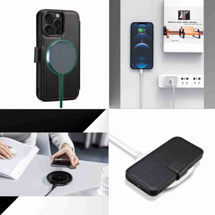 For iPhone 14 Pro ESEBLE E1 Nappa Texture MagSafe Holder Leather Phone Case(Black) - free shipping - PMC Jewellery - Order now!