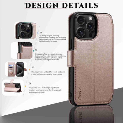 For iPhone 14 Pro Max ESEBLE E1 Nappa Texture MagSafe Holder Leather Phone Case(Rose Gold) - iPhone 14 Pro Max Cases by ESEBLE | Online Shopping South Africa | PMC Jewellery | Buy Now Pay Later Mobicred