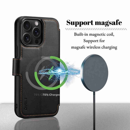 For iPhone 15 Pro ESEBLE E1 Nappa Texture MagSafe Holder Leather Phone Case(Black) - iPhone 15 Pro Cases by ESEBLE | Online Shopping South Africa | PMC Jewellery | Buy Now Pay Later Mobicred