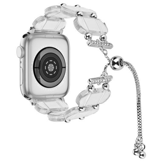 For Apple Watch SE 2023 44mm Resin Retractable Chain Watch Band(Transparent) - Watch Bands by PMC Jewellery | Online Shopping South Africa | PMC Jewellery