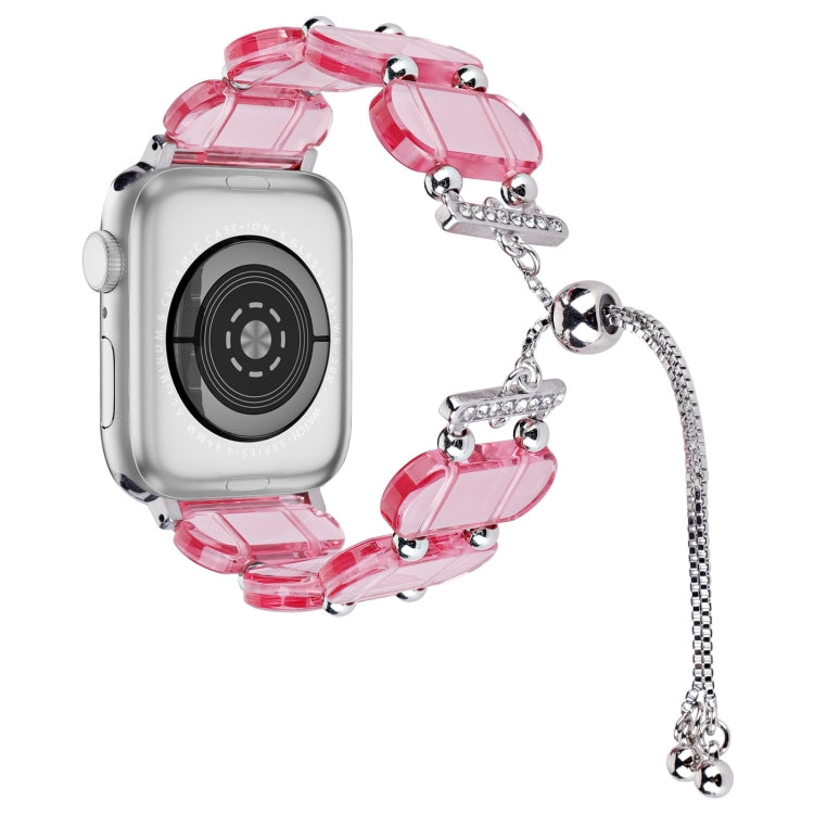 For Apple Watch Series 9 45mm Resin Retractable Chain Watch Band(Pink) - Watch Bands by PMC Jewellery | Online Shopping South Africa | PMC Jewellery